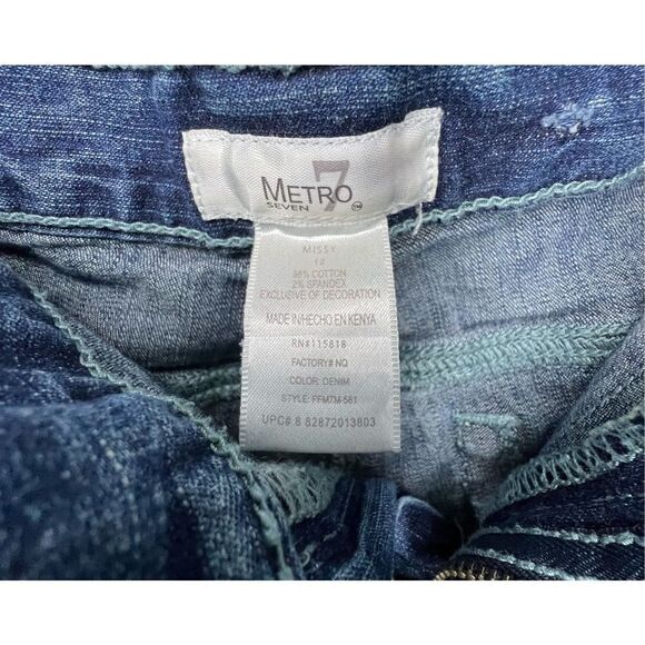 Metro 7 Low Rose Flare Jeans With Embroidery and Sequins On Bottom - Picture 3 of 5